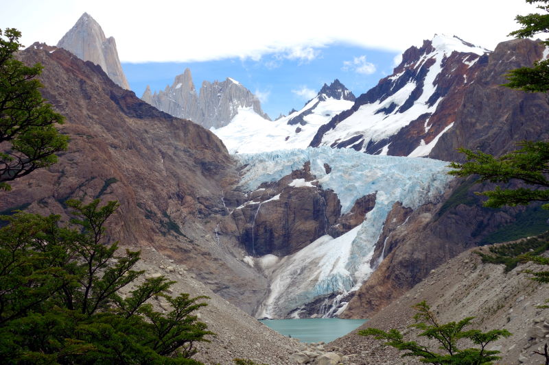 Il Glaciar Piedras Blancas dall'omonimo mirador.