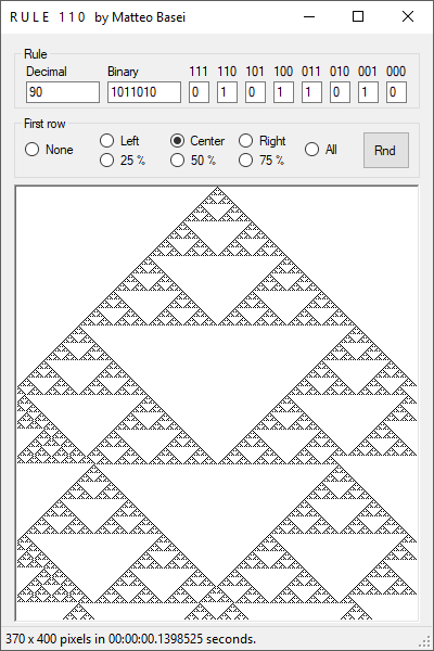 La regola 90 che genera un triangolo di Sierpinski.